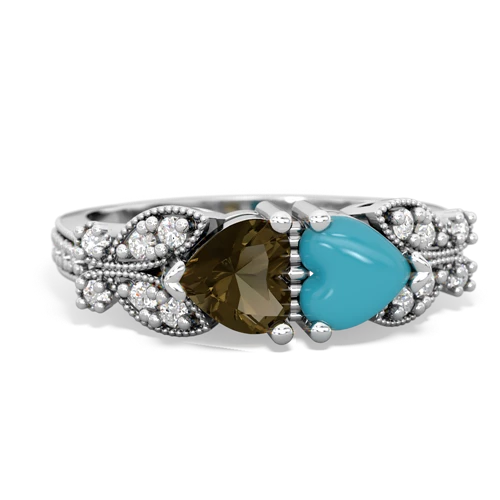 smoky quartz-turquoise keepsake butterfly ring