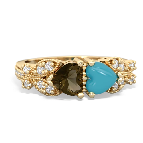 smoky quartz-turquoise keepsake butterfly ring