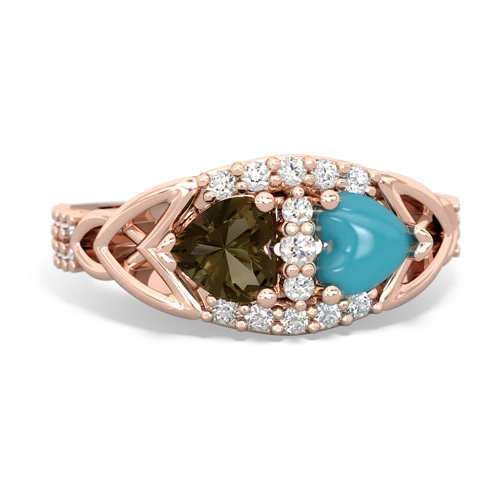 smoky quartz-turquoise keepsake engagement ring