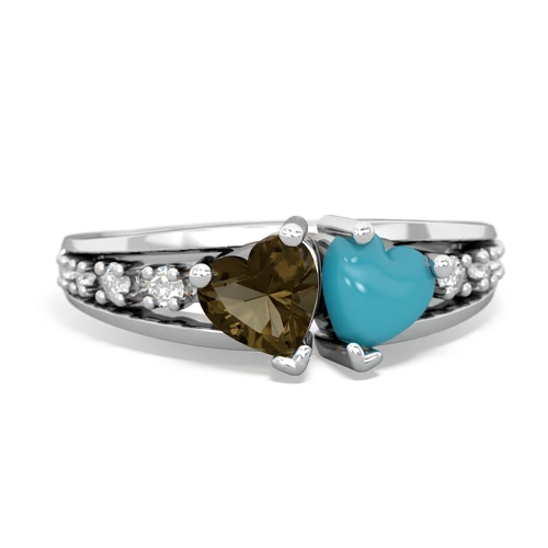 smoky quartz-turquoise modern ring