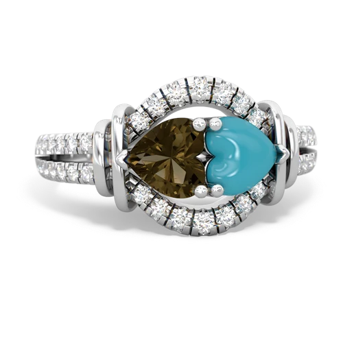 smoky quartz-turquoise pave keepsake ring