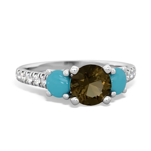 smoky quartz-turquoise trellis pave ring