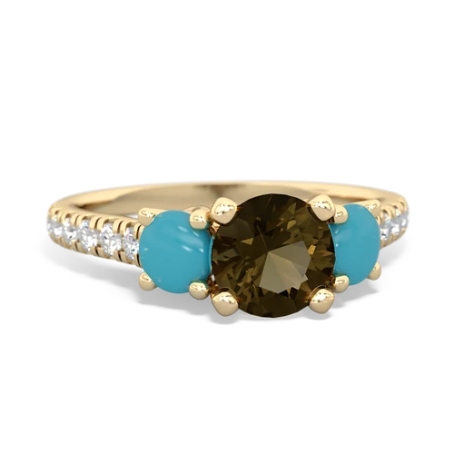 smoky quartz-turquoise trellis pave ring