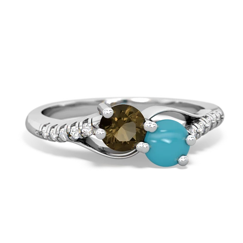 smoky quartz-turquoise two stone infinity ring