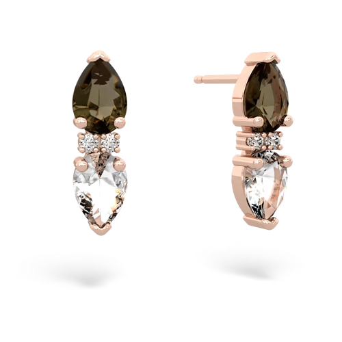 smoky quartz-white topaz bowtie earrings