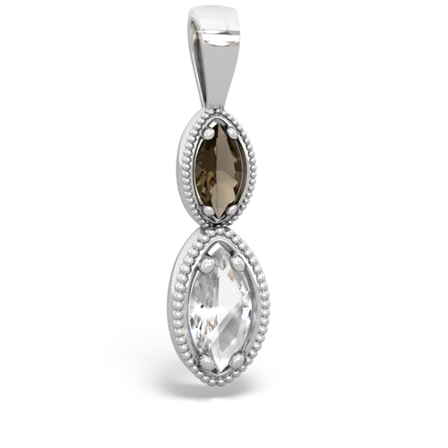 Smoky Quartz Genuine Smoky Quartz with Genuine White Topaz Antique-style Halo pendant Pendant