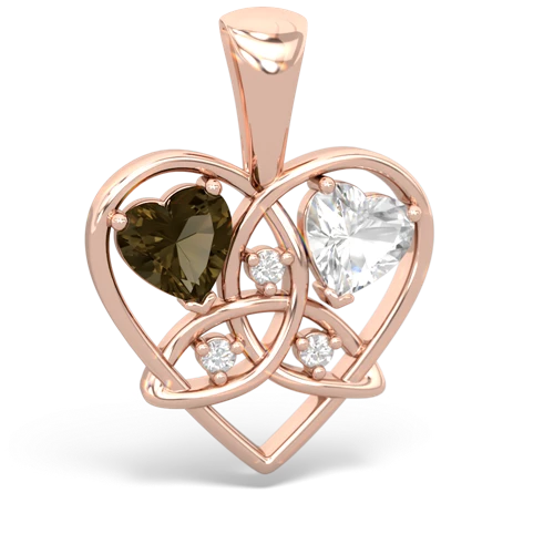 smoky quartz-white topaz celtic heart pendant