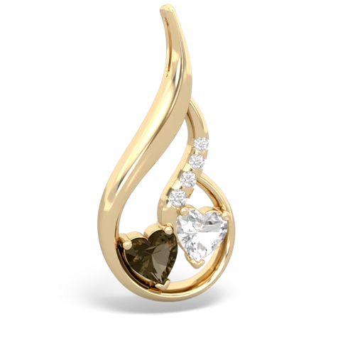 smoky quartz-white topaz keepsake swirl pendant