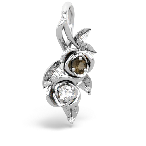 Smoky Quartz Genuine Smoky Quartz with Genuine White Topaz Rose Vine pendant Pendant