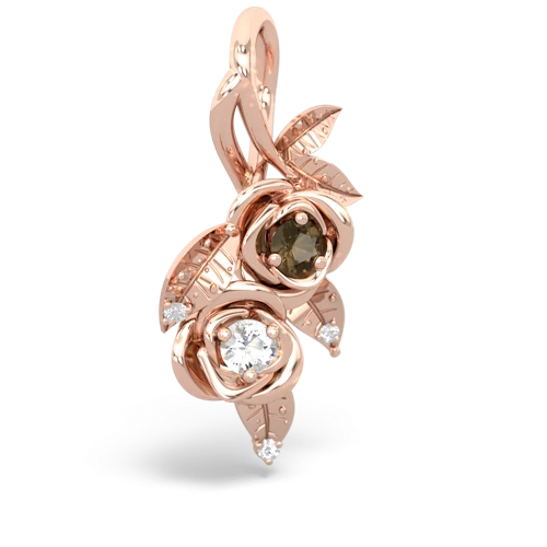 smoky quartz-white topaz rose vine pendant