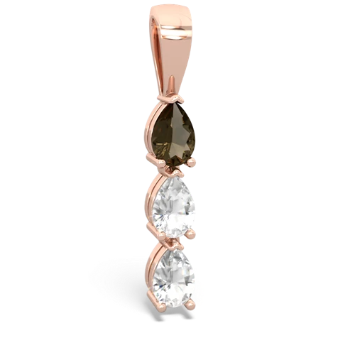 smoky quartz-white topaz three stone pendant
