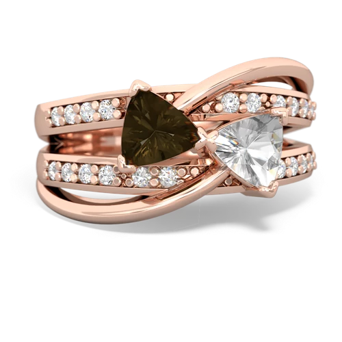 smoky quartz-white topaz couture ring