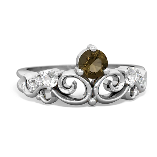 smoky quartz-white topaz crown keepsake ring