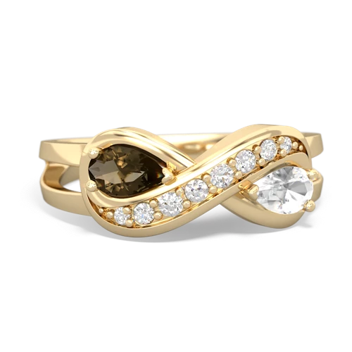 Smoky Quartz Genuine Smoky Quartz with Genuine White Topaz Diamond Infinity ring Ring