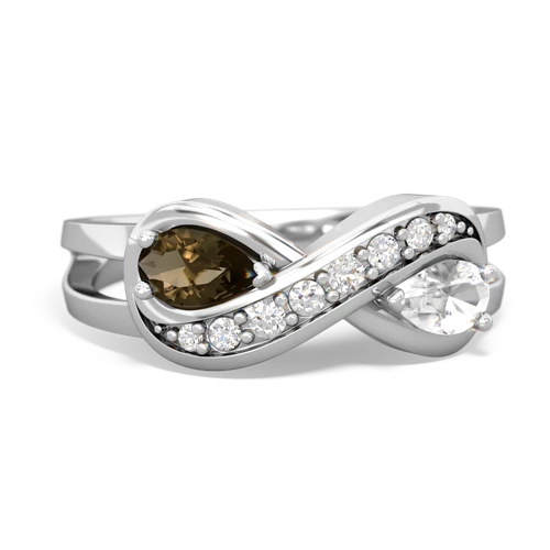 smoky quartz-white topaz diamond infinity ring