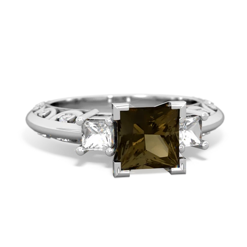 Smoky Quartz Genuine Smoky Quartz with Genuine White Topaz and  Art Deco ring Ring