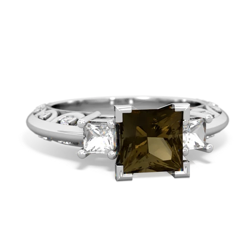 smoky quartz-white topaz engagement ring