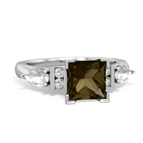 Smoky Quartz Genuine Smoky Quartz with Genuine White Topaz and  Engagement ring Ring