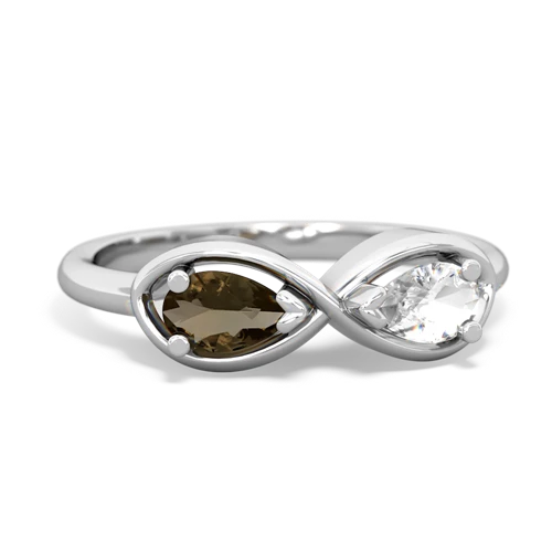 Smoky Quartz Genuine Smoky Quartz with Genuine White Topaz Infinity ring Ring