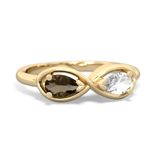 smoky quartz-white topaz infinity ring