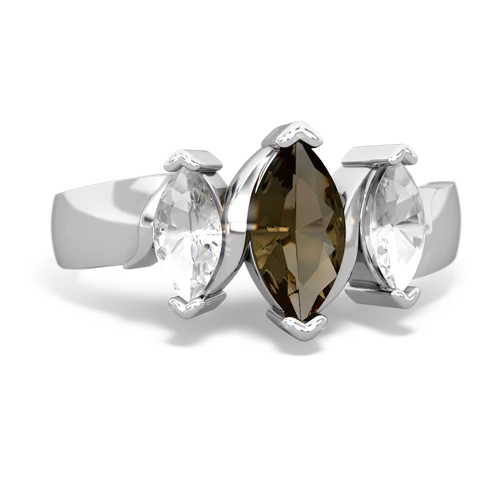 Smoky Quartz Genuine Smoky Quartz with Genuine White Topaz and  Three Peeks ring Ring