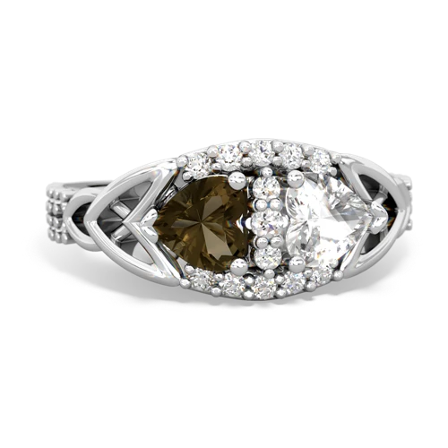 smoky quartz-white topaz keepsake engagement ring