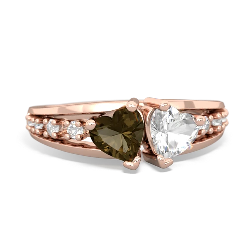 smoky quartz-white topaz modern ring