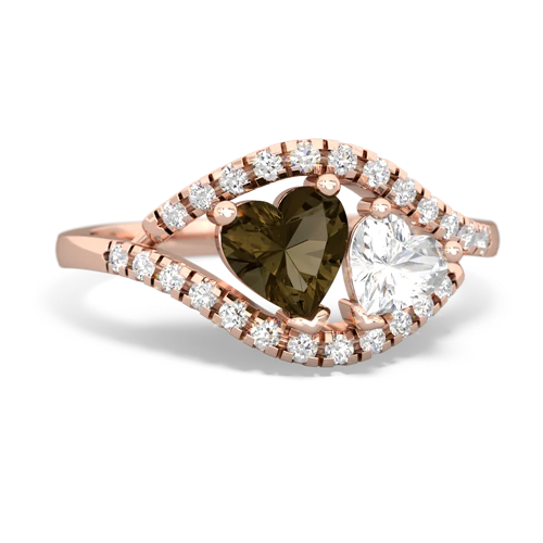 smoky quartz-white topaz mother child ring