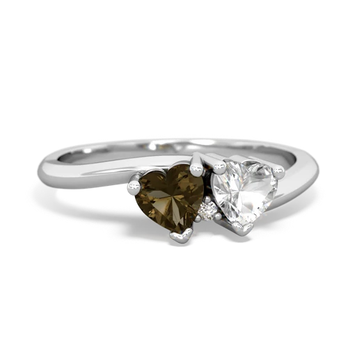 smoky quartz-white topaz sweethearts promise ring