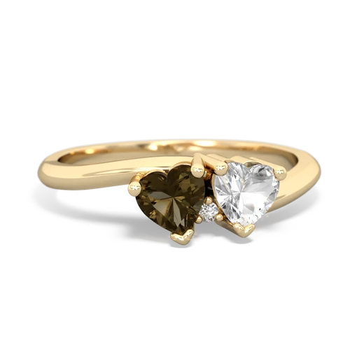 smoky quartz-white topaz sweethearts promise ring