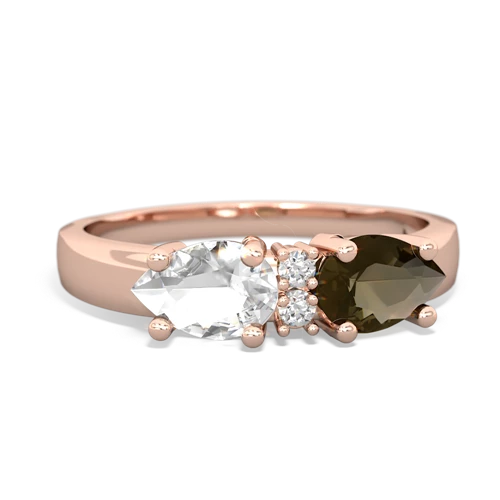 smoky quartz-white topaz timeless ring