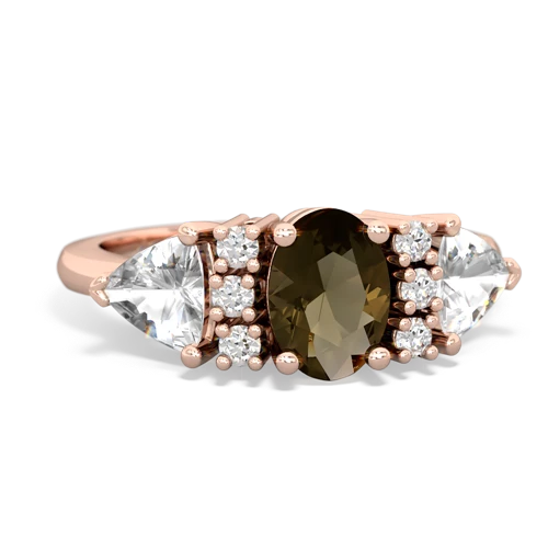 Smoky Quartz Genuine Smoky Quartz with Genuine White Topaz and Genuine Black Onyx Antique Style Three Stone ring Ring
