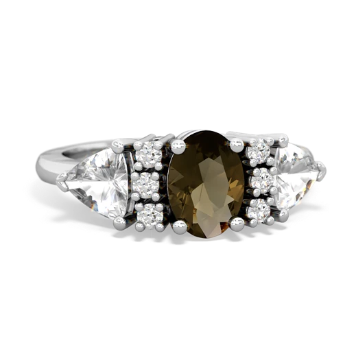 smoky quartz-white topaz timeless ring