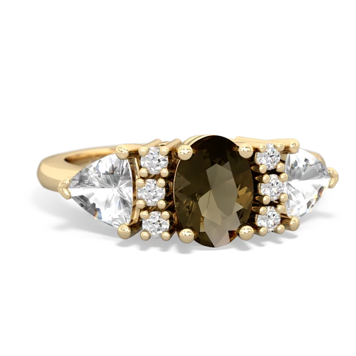 smoky quartz-white topaz timeless ring