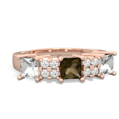Smoky Quartz Genuine Smoky Quartz with Genuine White Topaz and Lab Created Sapphire Three Stone ring Ring
