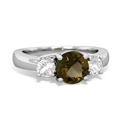 smoky quartz-white topaz timeless ring