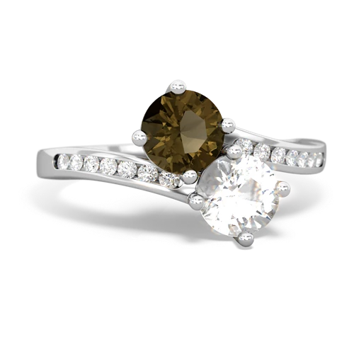 Smoky Quartz Genuine Smoky Quartz with Genuine White Topaz Keepsake Two Stone ring Ring