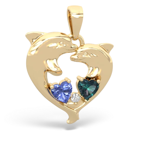 Tanzanite Genuine Tanzanite with Lab Created Alexandrite Dolphin Heart pendant Pendant