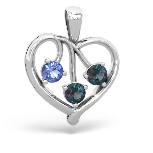 Tanzanite Genuine Tanzanite with Lab Created Alexandrite and Genuine Sapphire Glowing Heart pendant Pendant