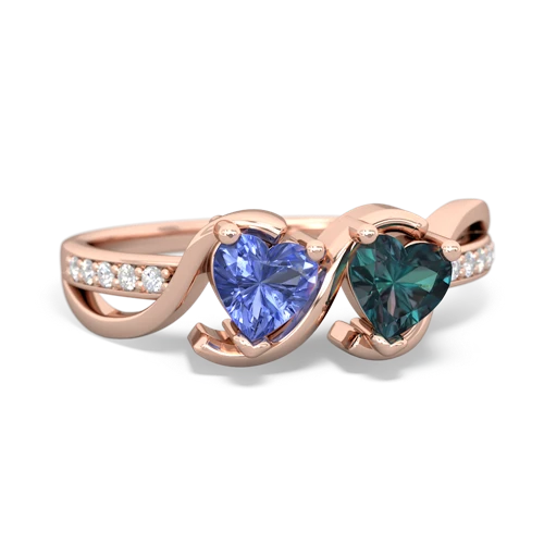 tanzanite-alexandrite double heart ring