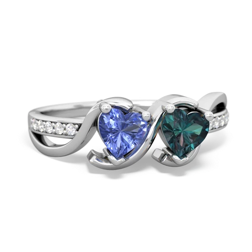 tanzanite-alexandrite double heart ring