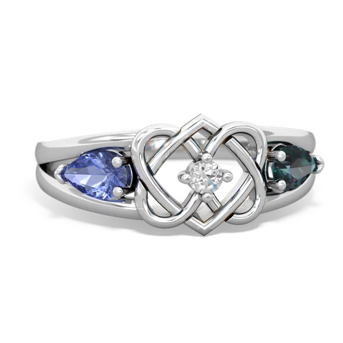 tanzanite-alexandrite double heart ring