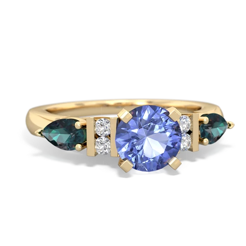 Tanzanite Genuine Tanzanite with Lab Created Alexandrite and Genuine Opal Engagement ring Ring