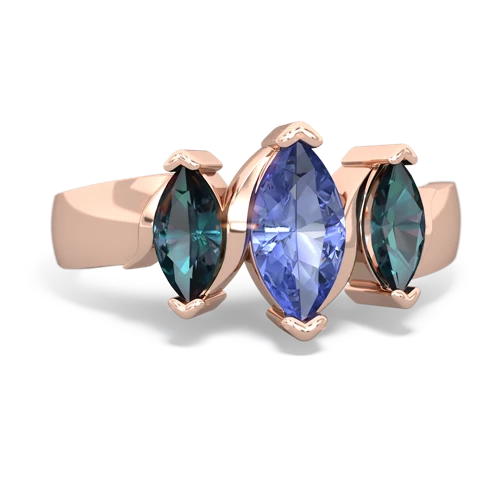 Tanzanite Genuine Tanzanite with Lab Created Alexandrite and Genuine Sapphire Three Peeks ring Ring