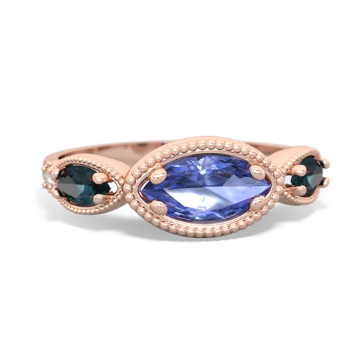 tanzanite-alexandrite milgrain marquise ring