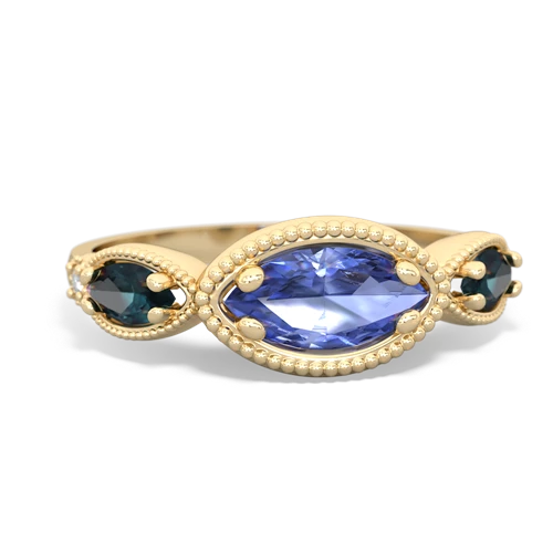 tanzanite-alexandrite milgrain marquise ring