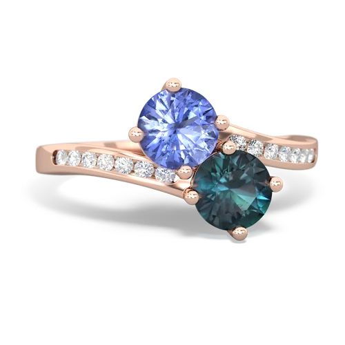 tanzanite-alexandrite two stone channel ring