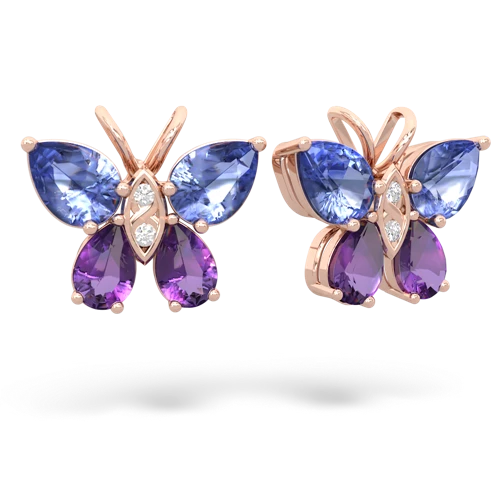 tanzanite-amethyst butterfly earrings