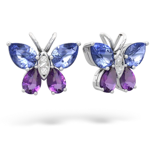 tanzanite-amethyst butterfly earrings