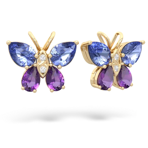 tanzanite-amethyst butterfly earrings